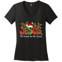 Christian Jesus The Reason Xmas Holiday Season Christmas Women's V-Neck T-Shirt