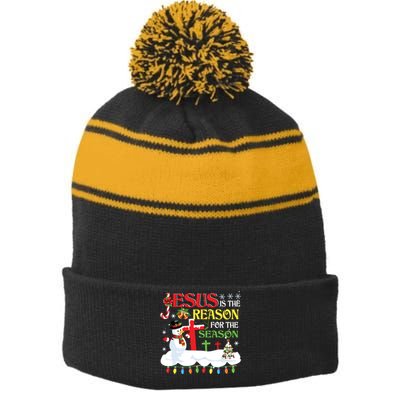 Christian Jesus The Reason Christmas Stocking Stuffer Gifts Stripe Pom Pom Beanie