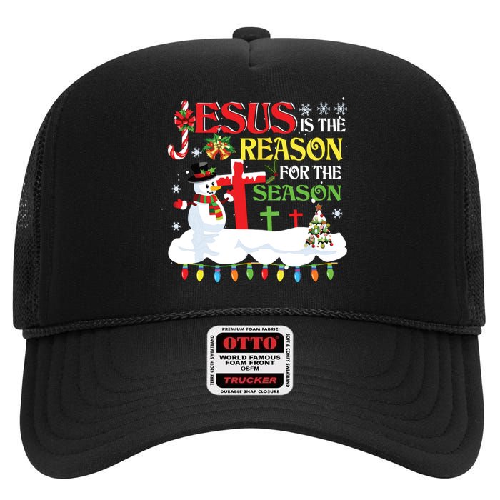 Christian Jesus The Reason Christmas Stocking Stuffer Gifts High Crown Mesh Back Trucker Hat