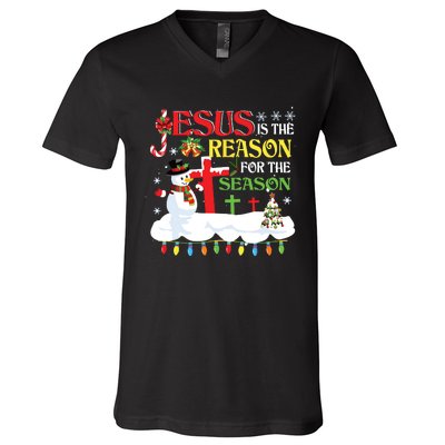 Christian Jesus The Reason Christmas Stocking Stuffer Gifts V-Neck T-Shirt