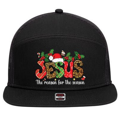 Christian Jesus The Reason Xmas Holiday Season Christmas 7 Panel Mesh Trucker Snapback Hat