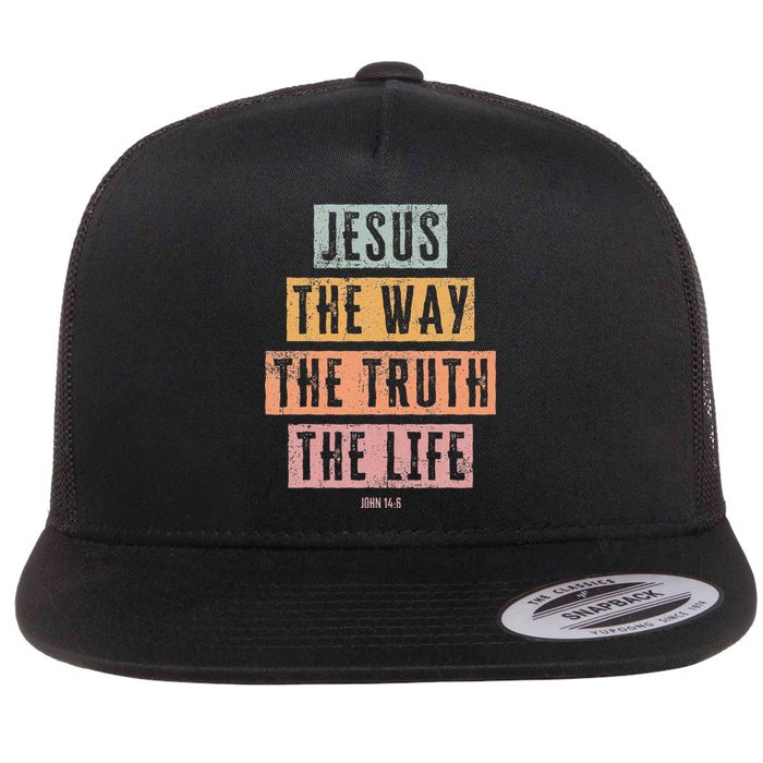 Christian  Jesus The Way Truth Life Flat Bill Trucker Hat