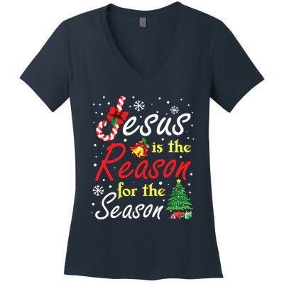 Christian Jesus The Reason Christmas Stocking Stuffer Gifts Women's V-Neck T-Shirt
