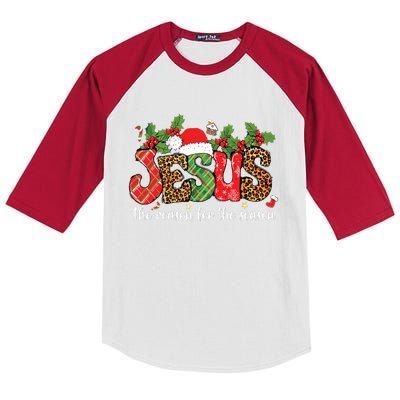 Christian Jesus The Reason Xmas Holiday Season Christmas Kids Colorblock Raglan Jersey