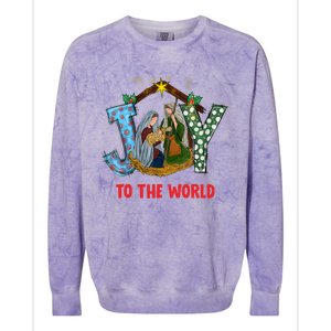 Christmas Joy To The World Jesus Religious Christian Great Gift Colorblast Crewneck Sweatshirt