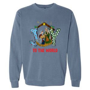 Christmas Joy To The World Jesus Religious Christian Great Gift Garment-Dyed Sweatshirt