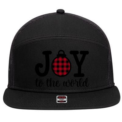 Christmas Joy To The World Christian Plaid Design Gift 7 Panel Mesh Trucker Snapback Hat