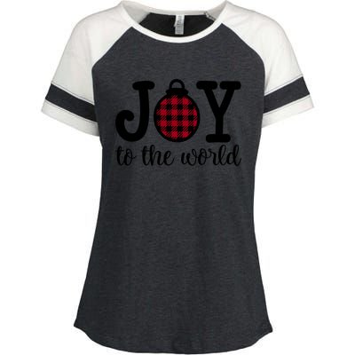 Christmas Joy To The World Christian Plaid Design Gift Enza Ladies Jersey Colorblock Tee