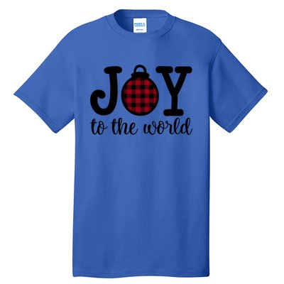 Christmas Joy To The World Christian Plaid Design Gift Tall T-Shirt