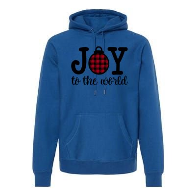 Christmas Joy To The World Christian Plaid Design Gift Premium Hoodie