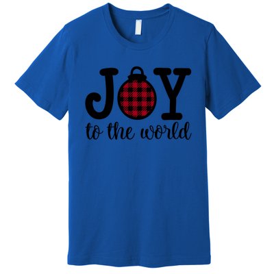 Christmas Joy To The World Christian Plaid Design Gift Premium T-Shirt