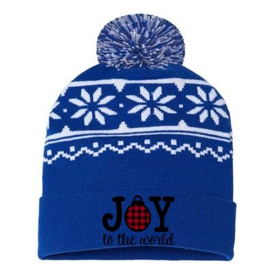 Christmas Joy To The World Christian Plaid Design Gift USA-Made Snowflake Beanie