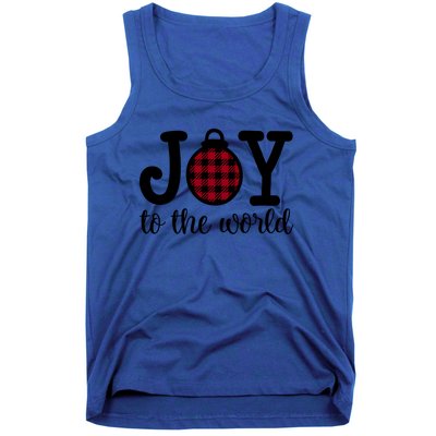 Christmas Joy To The World Christian Plaid Design Gift Tank Top