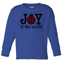 Christmas Joy To The World Christian Plaid Design Gift Toddler Long Sleeve Shirt