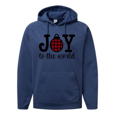 Christmas Joy To The World Christian Plaid Design Gift Performance Fleece Hoodie