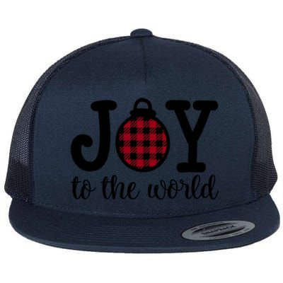 Christmas Joy To The World Christian Plaid Design Gift Flat Bill Trucker Hat