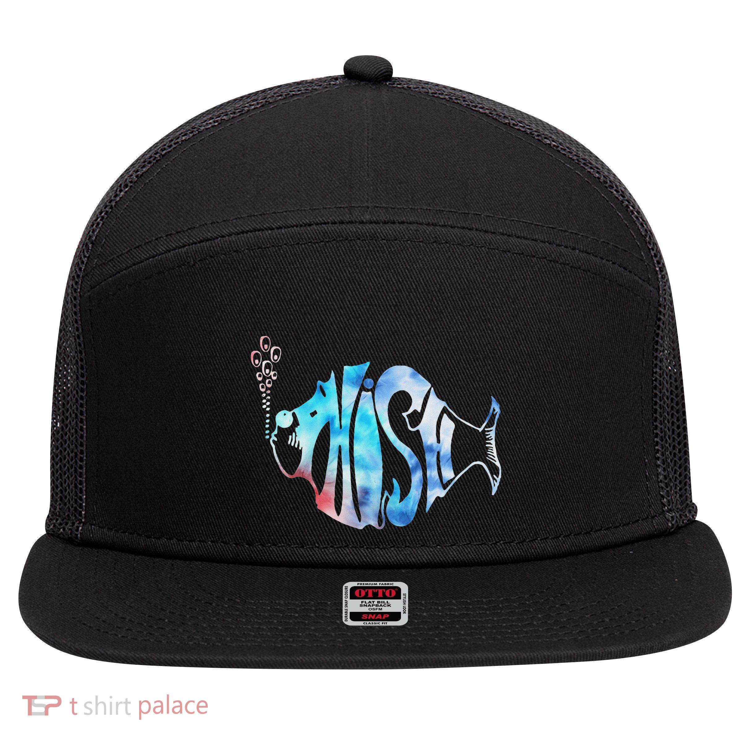 Colorful Jam Tie Dye For Fisherman Fish Graphic 7 Panel Mesh Trucker Snapback Hat