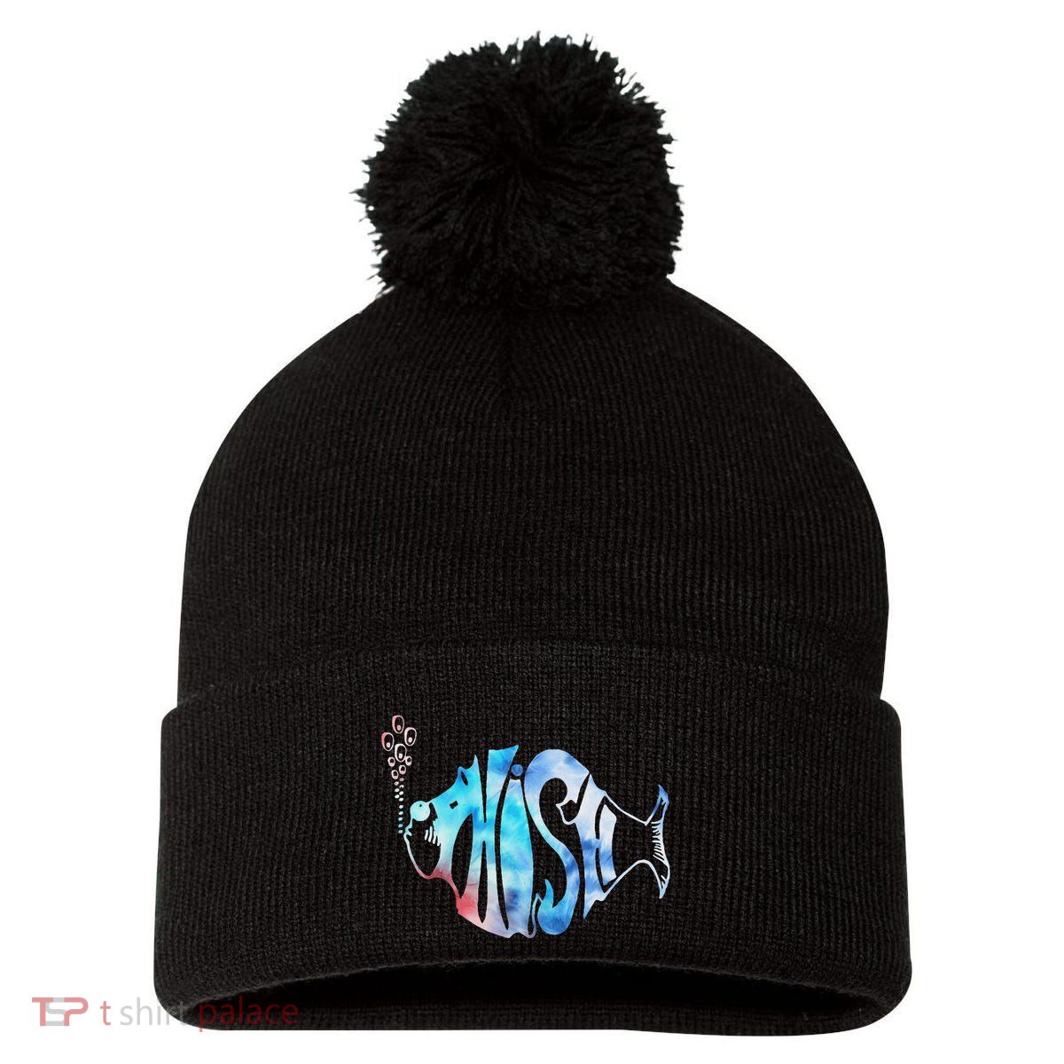 Colorful Jam Tie Dye For Fisherman Fish Graphic Pom Pom 12in Knit Beanie