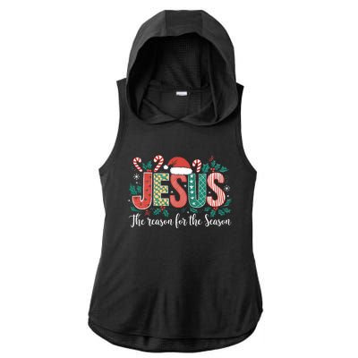 Christian Jesus The Reason Xmas Holiday Season Christmas Ladies PosiCharge Tri-Blend Wicking Draft Hoodie Tank