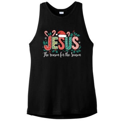 Christian Jesus The Reason Xmas Holiday Season Christmas Ladies PosiCharge Tri-Blend Wicking Tank