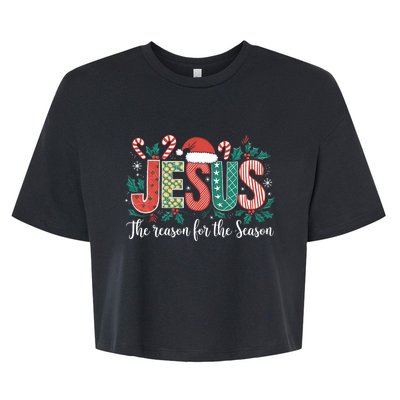 Christian Jesus The Reason Xmas Holiday Season Christmas Bella+Canvas Jersey Crop Tee