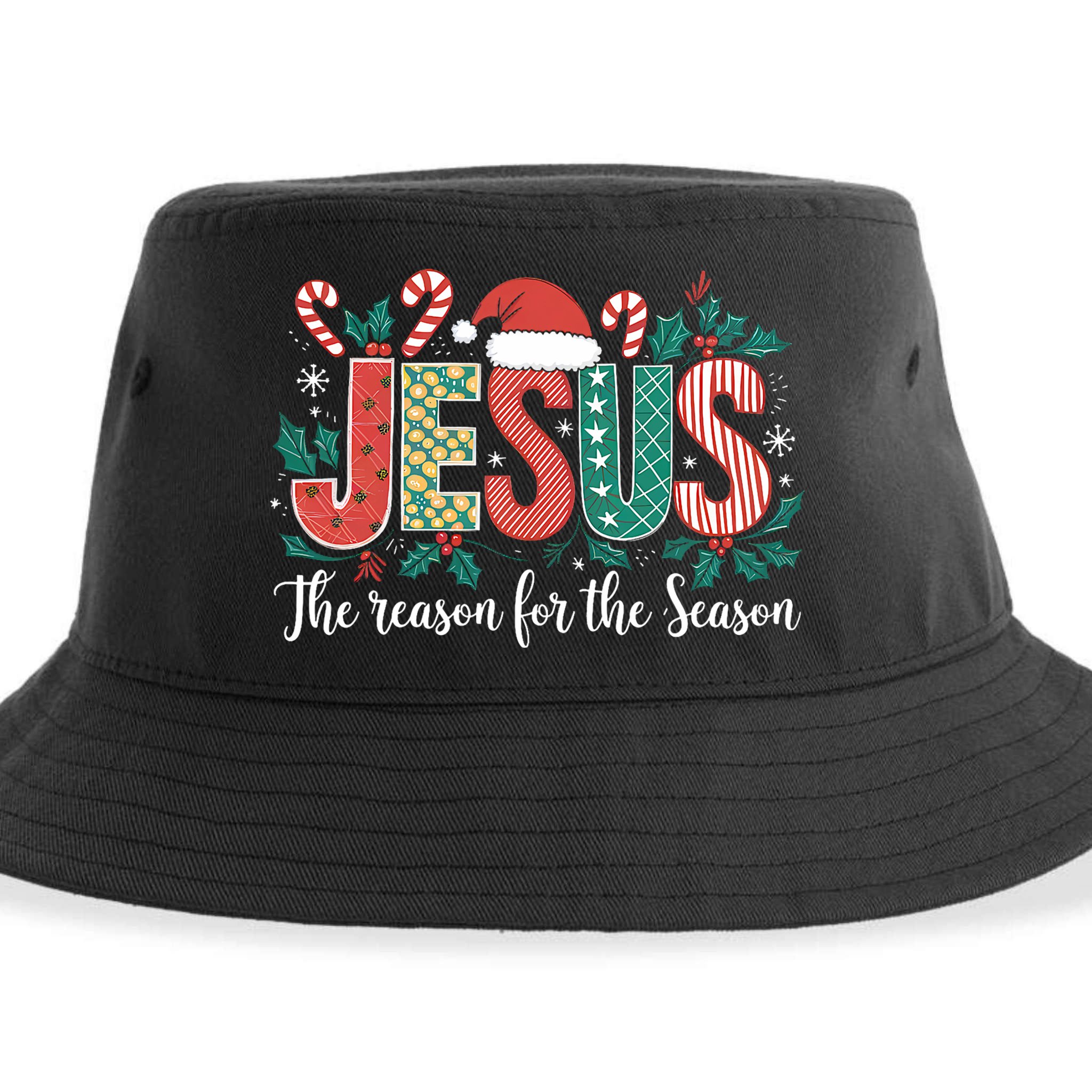 Christian Jesus The Reason Xmas Holiday Season Christmas Sustainable Bucket Hat