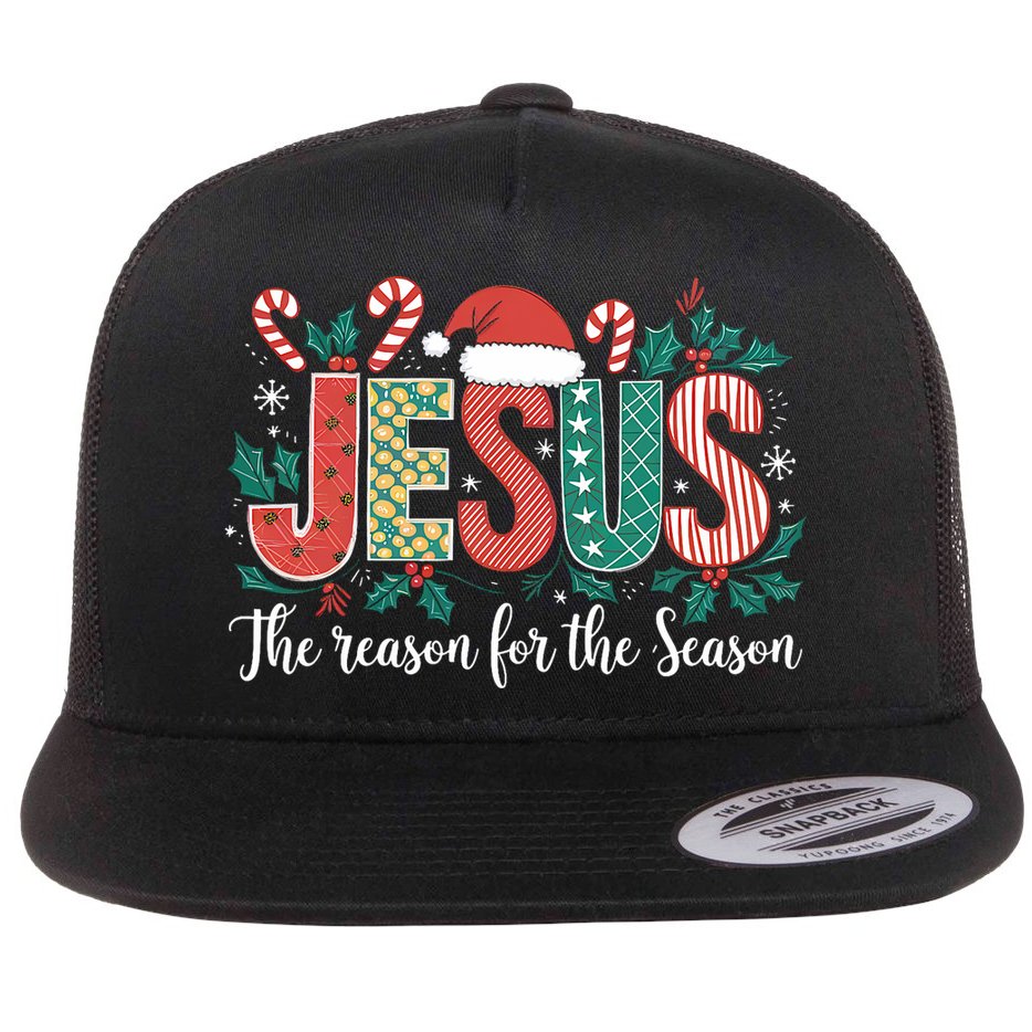 Christian Jesus The Reason Xmas Holiday Season Christmas Flat Bill Trucker Hat