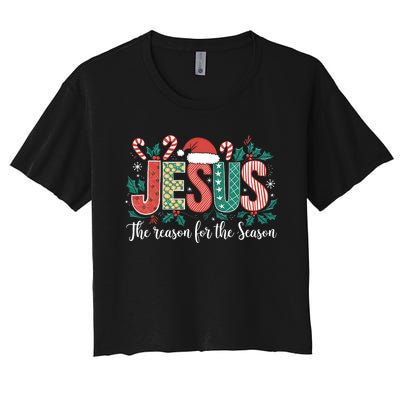 Christian Jesus The Reason Xmas Holiday Season Christmas Women's Crop Top Tee