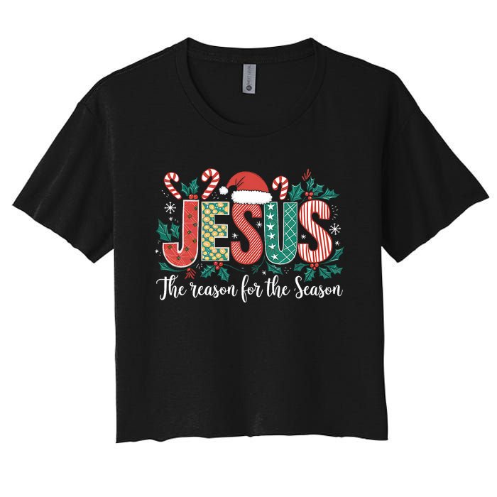 Christian Jesus The Reason Xmas Holiday Season Christmas Women's Crop Top Tee