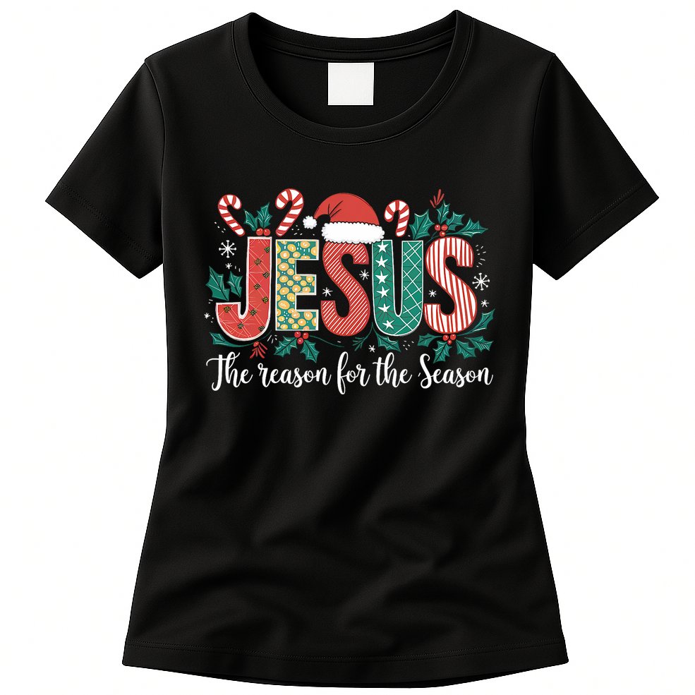 Christian Jesus The Reason Xmas Holiday Season Christmas Womens T-Shirt