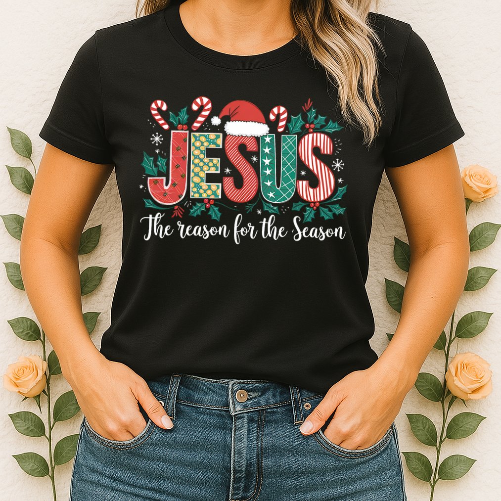 Christian Jesus The Reason Xmas Holiday Season Christmas Womens T-Shirt