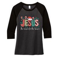 Christian Jesus The Reason Xmas Holiday Season Christmas Women's Tri-Blend 3/4-Sleeve Raglan Shirt