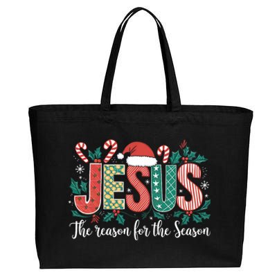 Christian Jesus The Reason Xmas Holiday Season Christmas Cotton Canvas Jumbo Tote