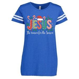 Christian Jesus The Reason Xmas Holiday Season Christmas Enza Ladies Jersey Football T-Shirt