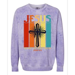 Christian Jesus The Way Truth Life Colorblast Crewneck Sweatshirt