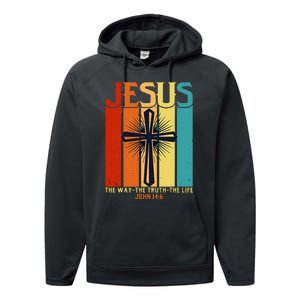 Christian Jesus The Way Truth Life Performance Fleece Hoodie