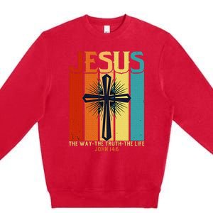 Christian Jesus The Way Truth Life Premium Crewneck Sweatshirt