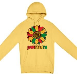 Celebrate Juneteenth Traditional African Pattern Sunflower Premium Pullover Hoodie