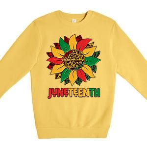 Celebrate Juneteenth Traditional African Pattern Sunflower Premium Crewneck Sweatshirt