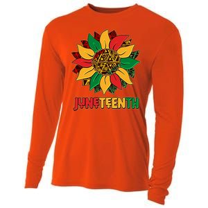 Celebrate Juneteenth Traditional African Pattern Sunflower Cooling Performance Long Sleeve Crew