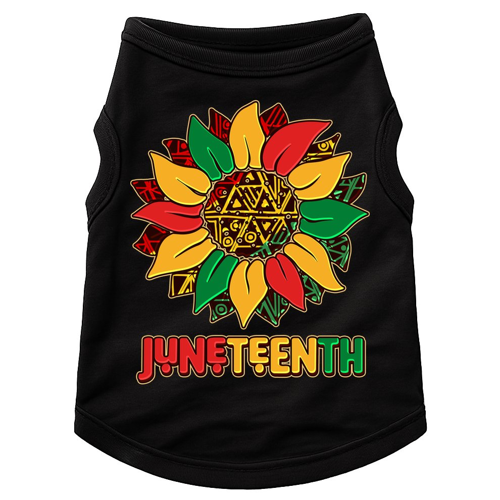 Celebrate Juneteenth Traditional African Pattern Sunflower Doggie Tank