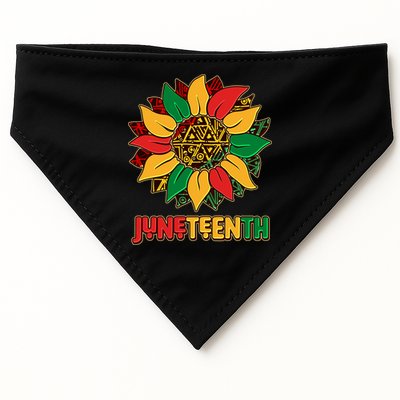 Celebrate Juneteenth Traditional African Pattern Sunflower USA-Made Doggie Bandana