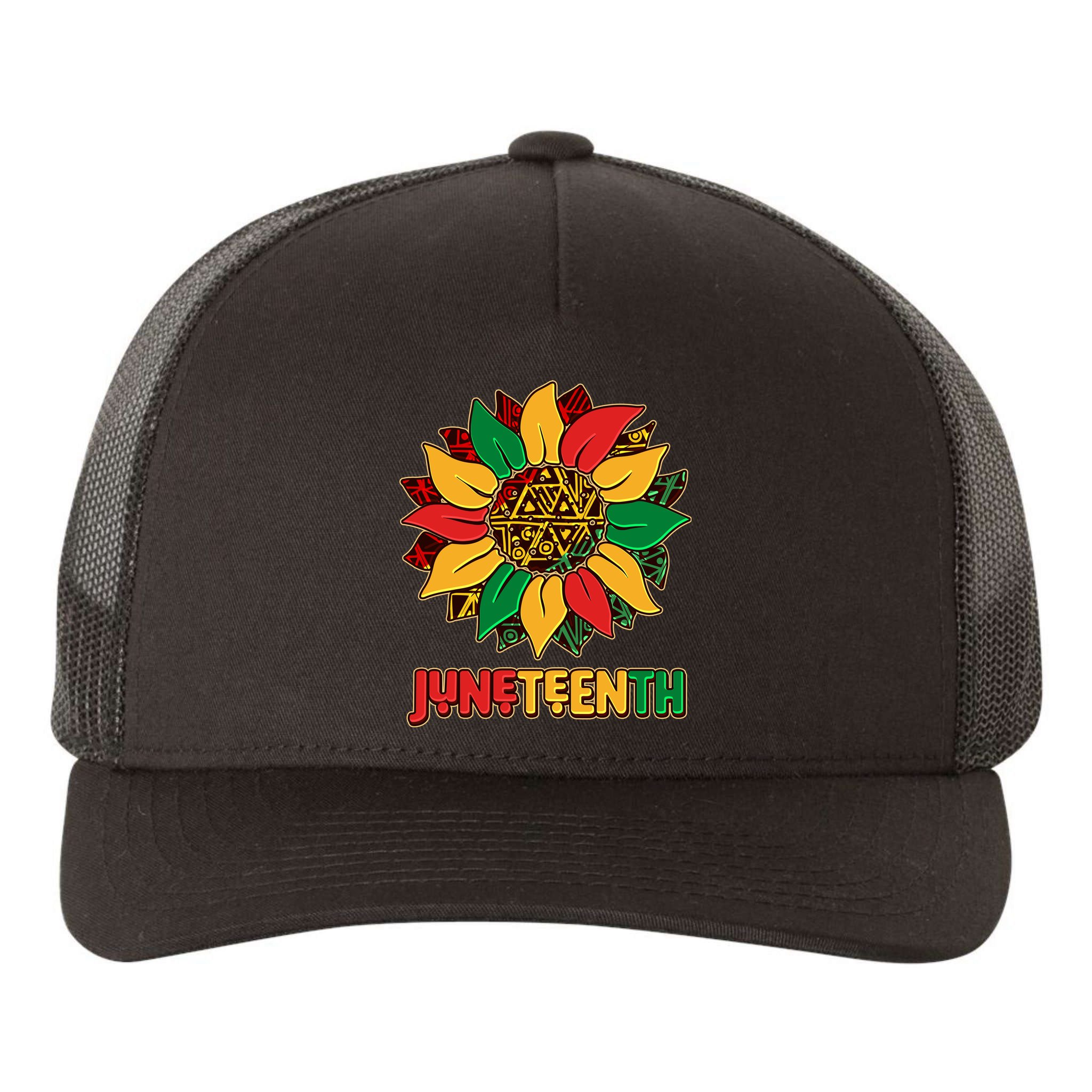Celebrate Juneteenth Traditional African Pattern Sunflower Yupoong Adult 5-Panel Trucker Hat