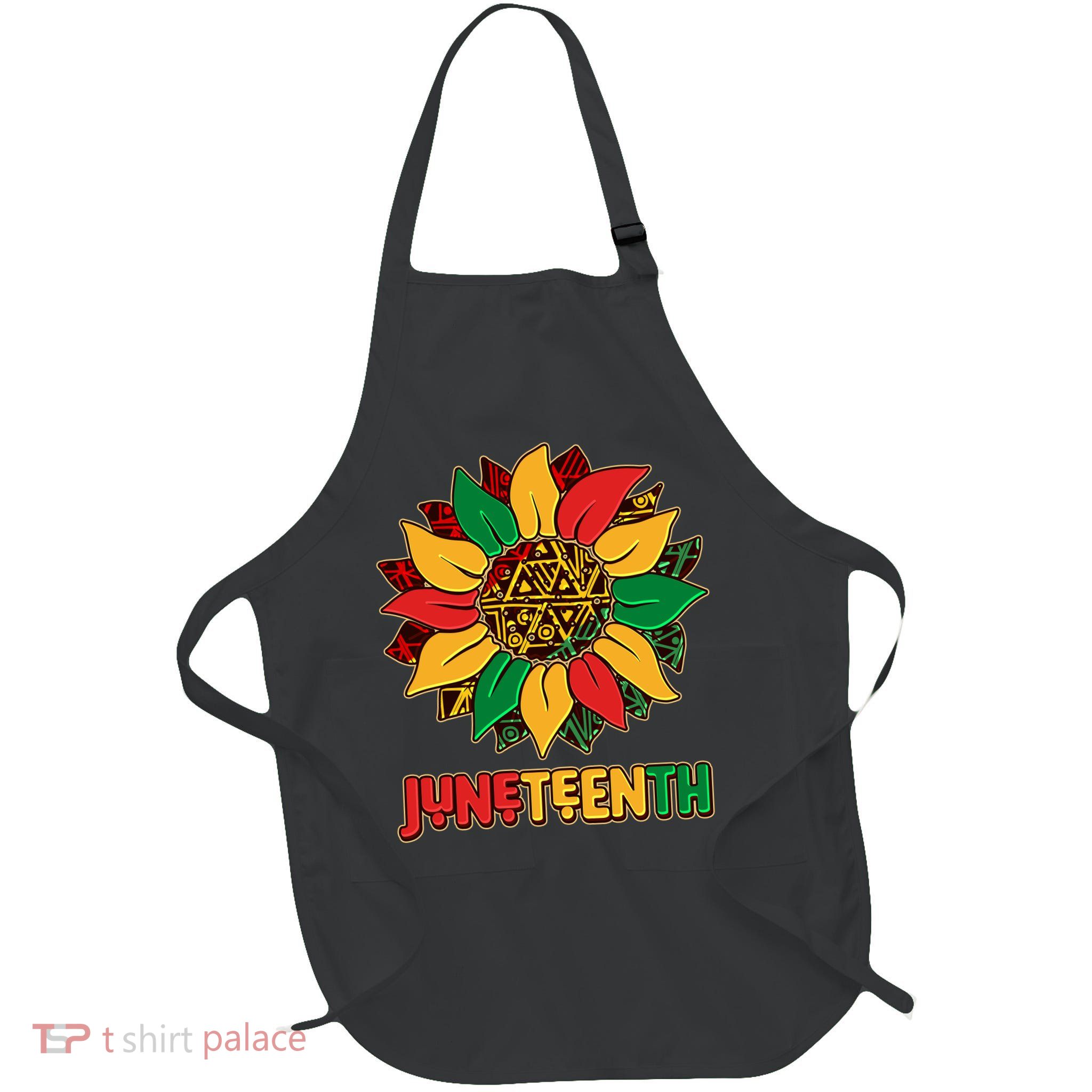 Celebrate Juneteenth Traditional African Pattern Sunflower Full-Length Apron With Pockets