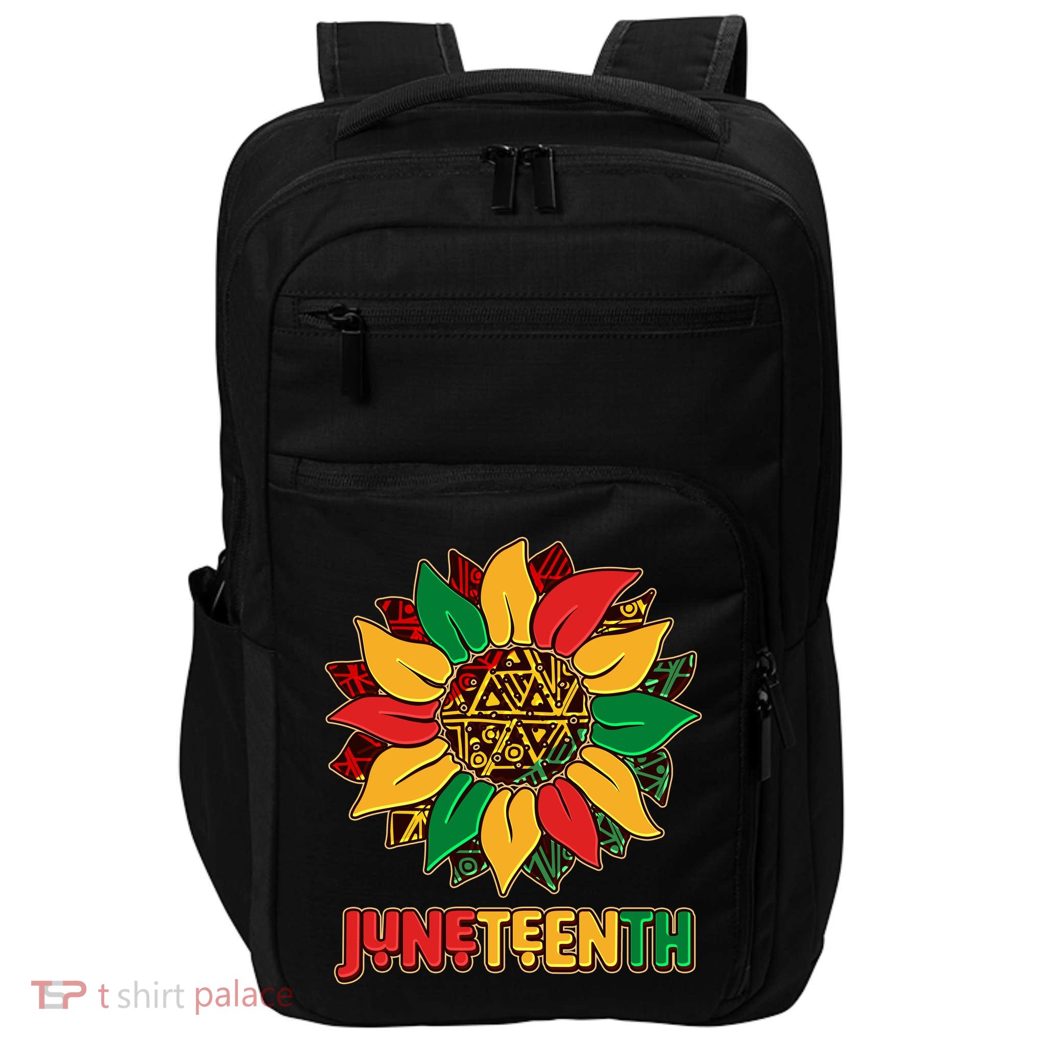 Celebrate Juneteenth Traditional African Pattern Sunflower Impact Tech Backpack