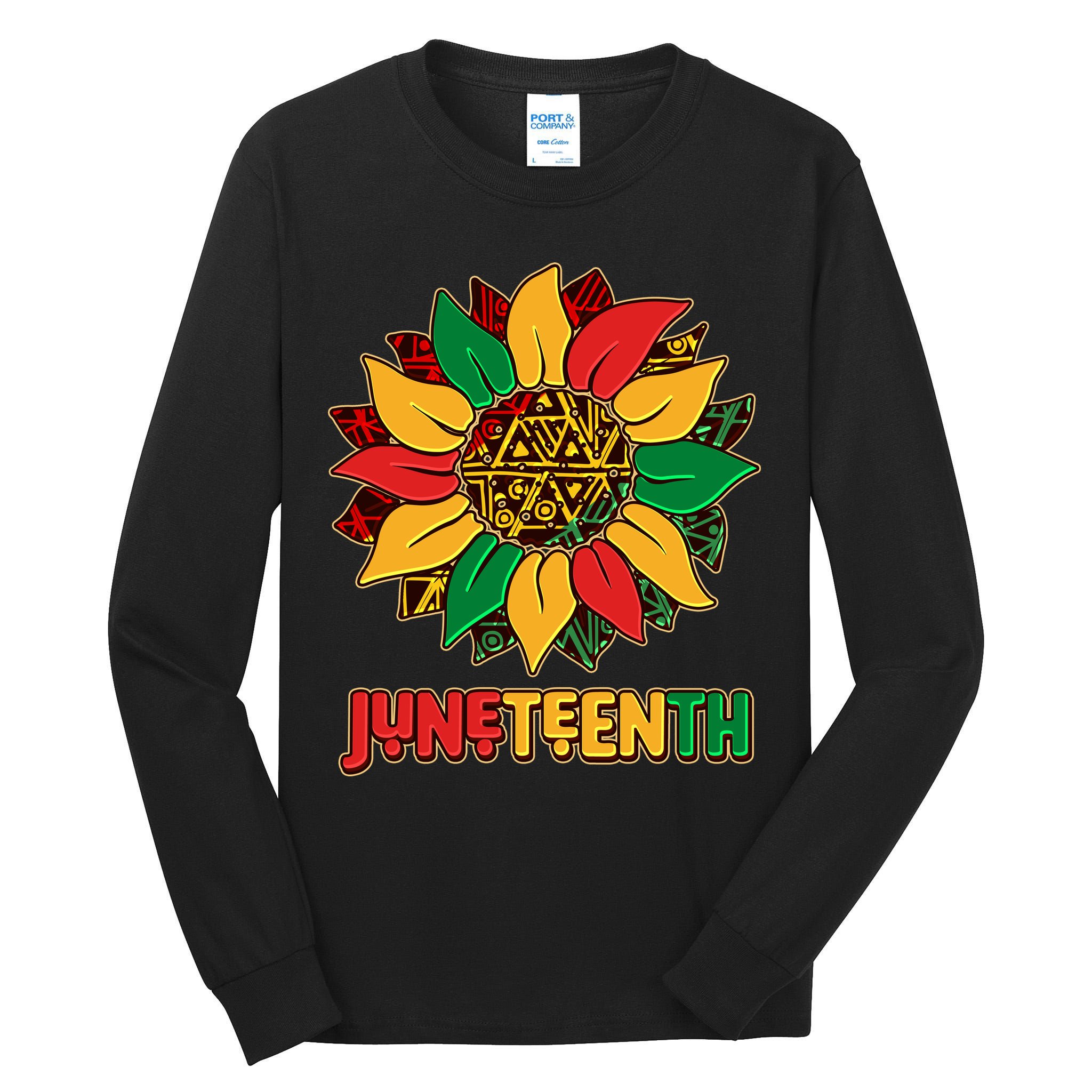 Celebrate Juneteenth Traditional African Pattern Sunflower Tall Long Sleeve T-Shirt