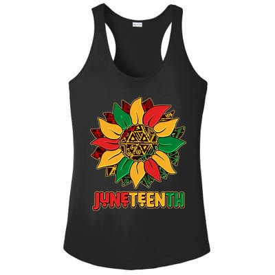 Celebrate Juneteenth Traditional African Pattern Sunflower Ladies PosiCharge Competitor Racerback Tank