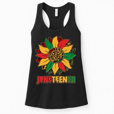 Celebrate Juneteenth Traditional African Pattern Sunflower Womens Tank Top