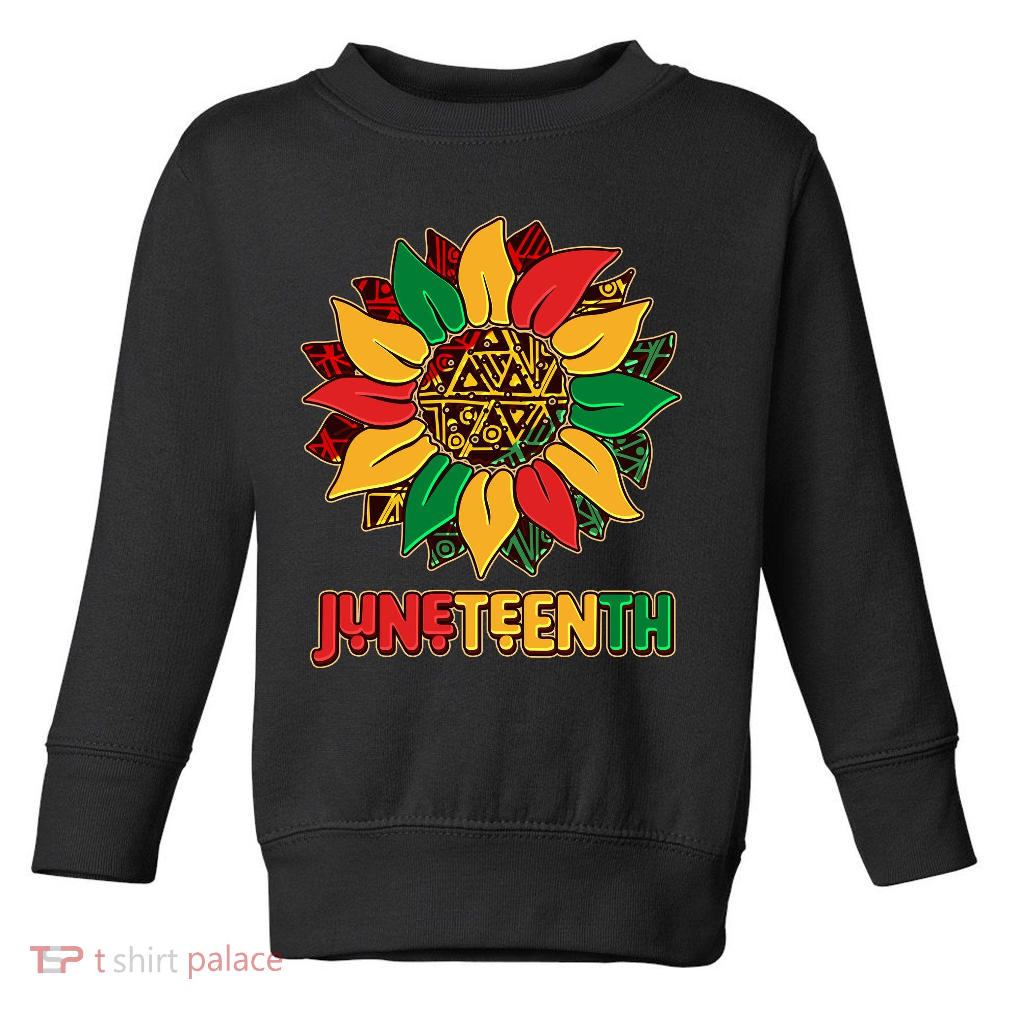 Celebrate Juneteenth Traditional African Pattern Sunflower Toddler Sweatshirt