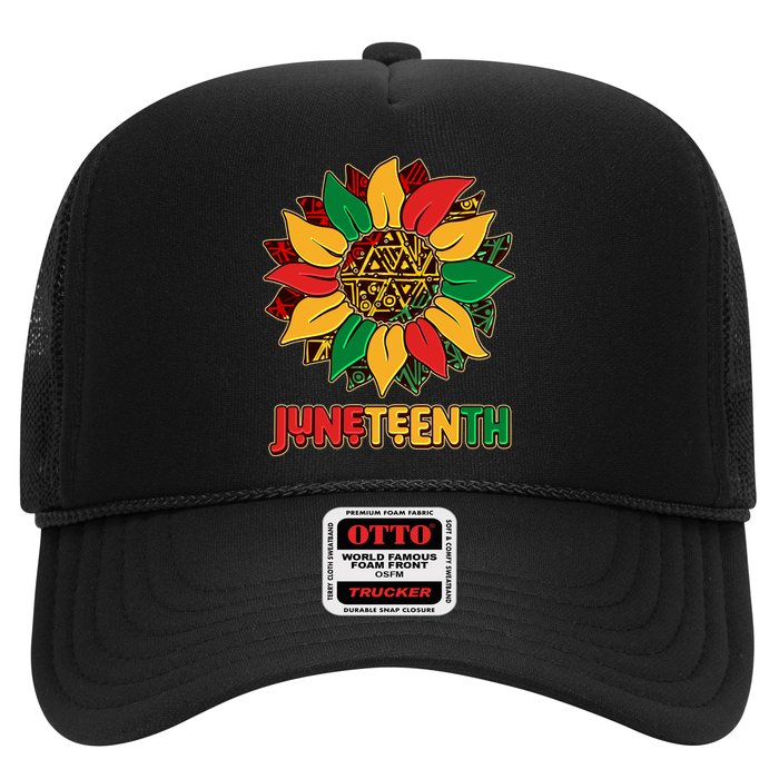 Celebrate Juneteenth Traditional African Pattern Sunflower Trucker Hat
